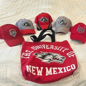 Bulk Red UNM Lobos Tote & Hat Bundle